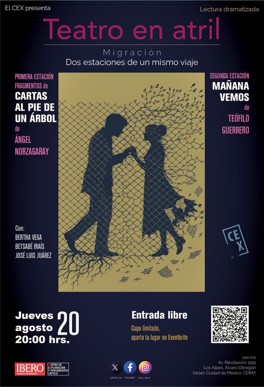 Cartel de Teatro en Atril: Migración, dos estaciones de un mismo viaje